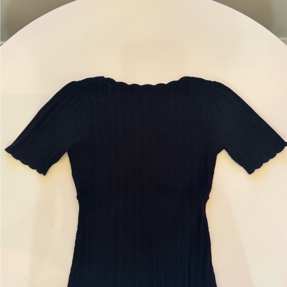 Sezane Black Ribbed Women's Blouse - Picture 7 of 11